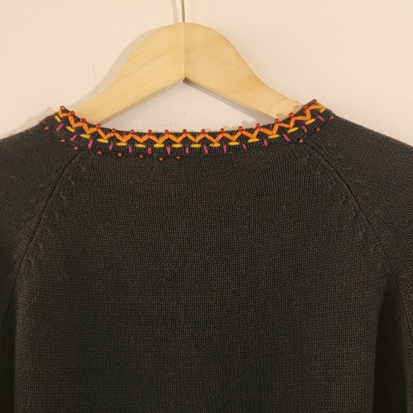 VTG 90's ARRIVISTE 3-D Knit Mix Media Full-Zip Sweater S Floral Birds Horse Cat - Picture 8 of 12